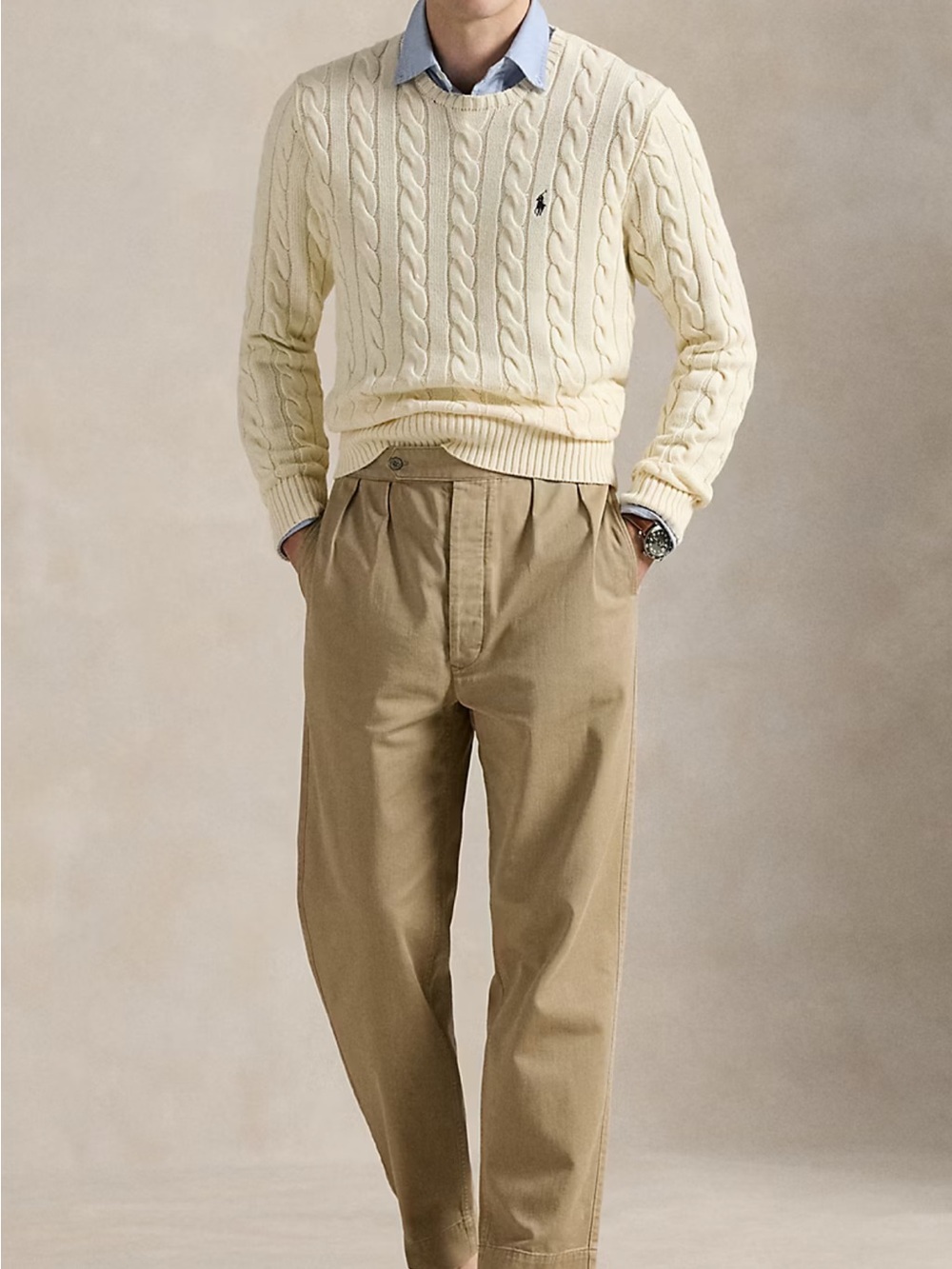 Polo by Ralph Lauren Men's Cream Cable-Knit Sweater Large - Picture 3 of 12